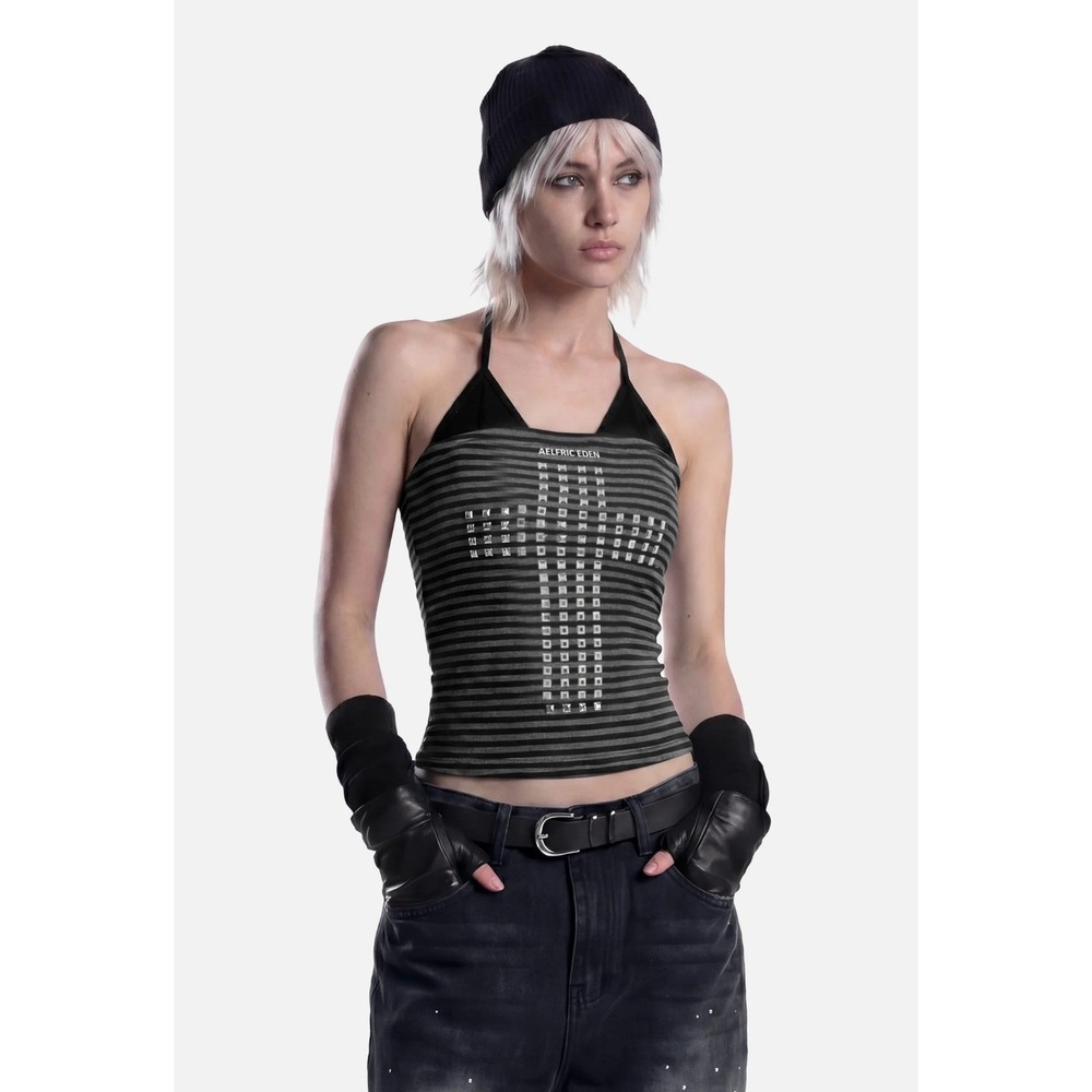 Aelfric Eden Halter Studded Cross Cami Size M NWT